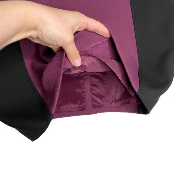 Halogen Black & Plum Purple Colorblock Career Pencil Straight Skirt - Picture 2 of 8